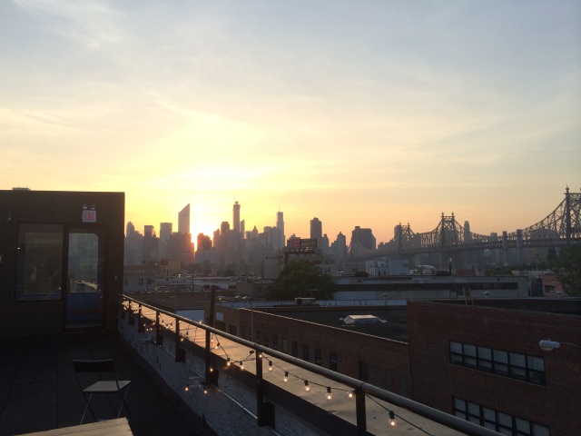 Manhattan Skyline from hostel rooftop terrace